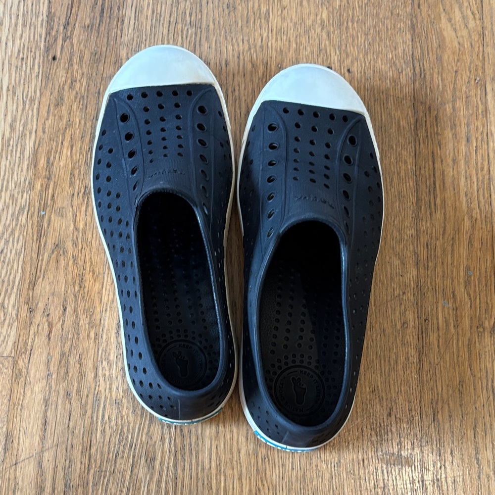 Native Black and White Slip-On Shoes